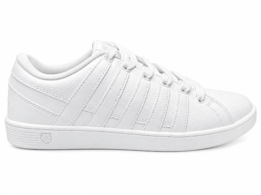 NEW K-SWISS women's ramli court low top sneakers in white/white